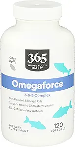 365 by Whole Foods Market, Omegaforce 3 6 9 Complex, 120 Softgels (Pack of 2)