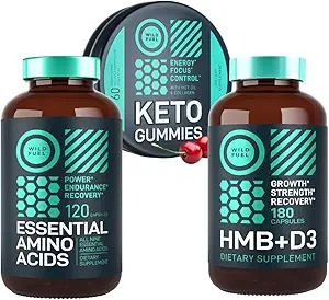 WILD FUEL HMB with Vitamin D3, Amino Acid Complex and Keto MCT Oil Gummies Power and Recovery Bundle