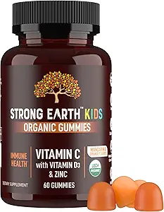 YUM-V'S Kids Strong Earth - Organic Immune Health Gummies with Vitamin C, Vitamin D3 Plus Zinc - Immune System Boost Zinc, Vitamina C, Vitamina D Gummies - Gummy Multivitamin (60 Cuenta)
