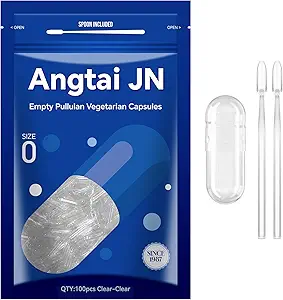 Empty Capsules Tamaño 0 - Clear Fillable Vegetarian Capsules(100 Cuenta) Tamaño 0 Empty Pullulan Capsules with Two Micro Lab Spoons,- Veggie Capsules Empty Capsules for DIY Your Own Supplements