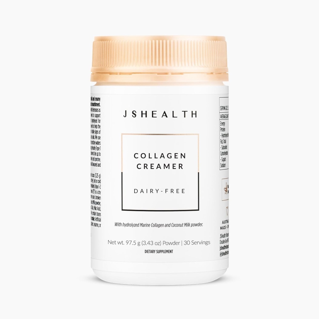 JSHealth Collagen Creamer - Vanilla Collagen Creamer para el Café - Dairy Free Healthy Coffee Creamer, 30 Servings of Marine Collagen Peptides