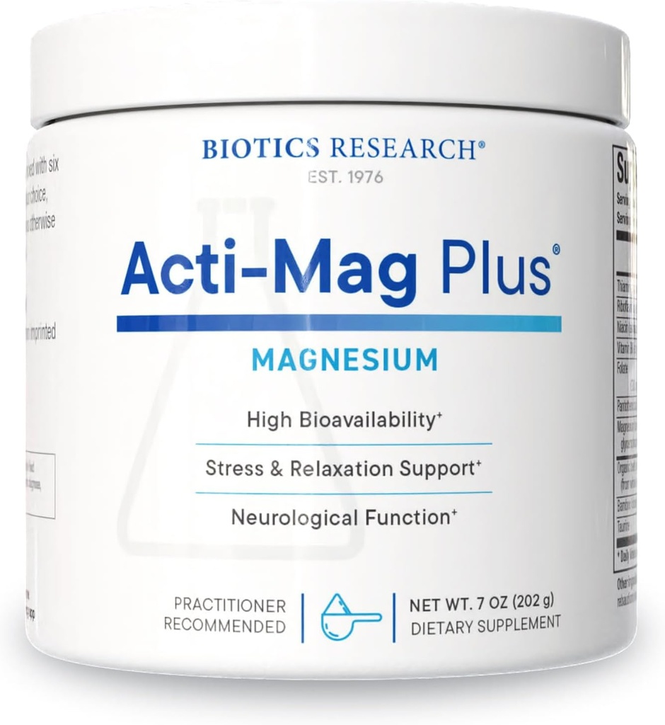 Biotics Research Acti-Mag PlusTM Highly Bioavailable Powdered 400mg Magnesium Formula, 5g / Serving, Optimizes Stress Response, Promotes Relaxation, Healthy Energy Levels, Muscular Comfort 7 Oz