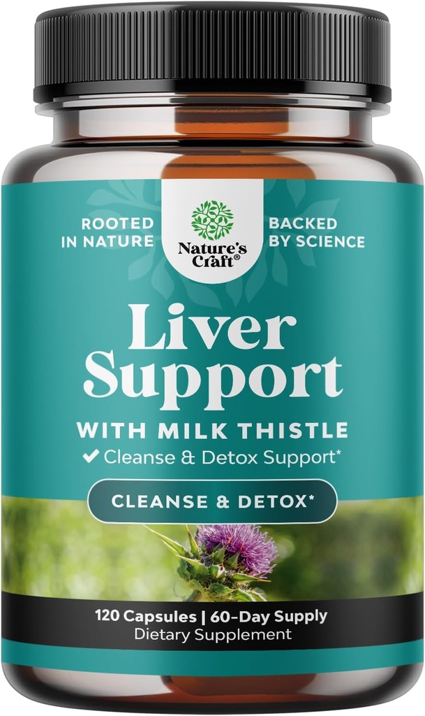 Liver Cleanse Detox &amp; Repair 120 Capsules - Herbal Liver Support Milk Thistle Suplemento - Silymarin Milk Thistle Suplementos con Dandelion Root, Choline, Beetroot & Artichoke Extract