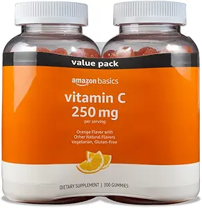 Basics - Vitamina C, 250 mg Gummies, Orange, 300 Conde (2 Packs de 150), 2 por Serving (antes Solimo)
