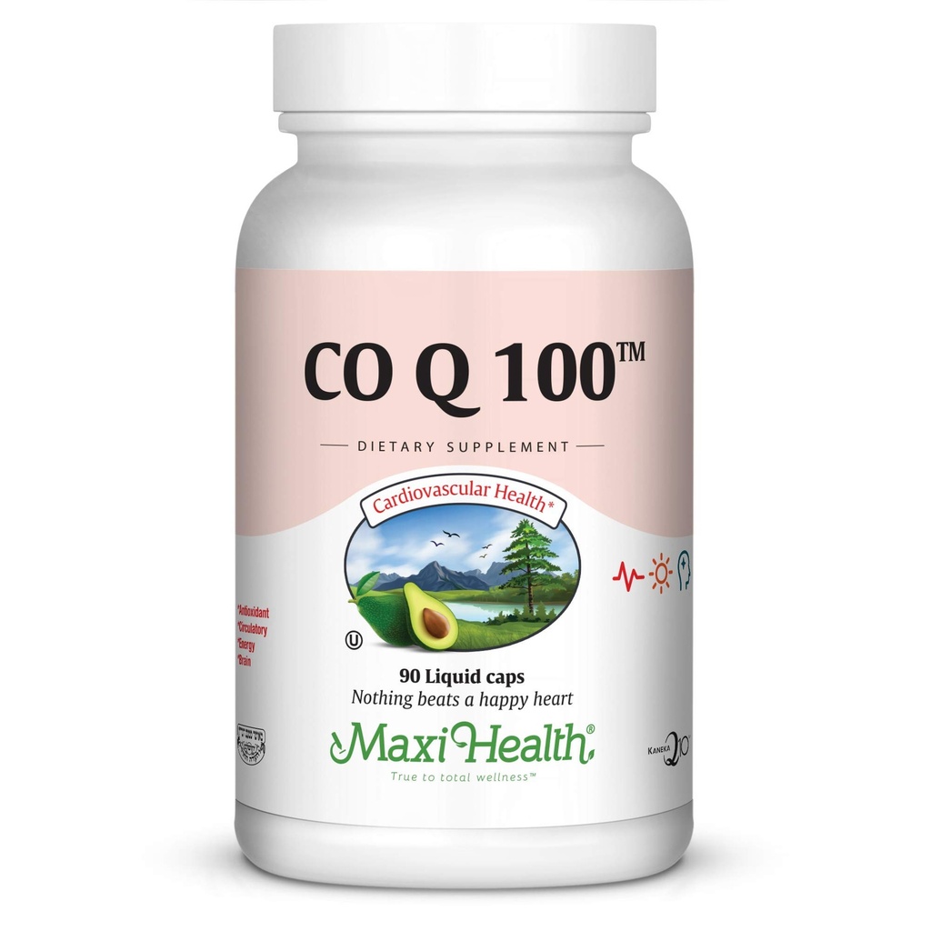 Maxi Health CO Q10 100mg - Coenzyme Q10 Suplemento - Heart Health - 90 Liquid Capsules - Kosher,LCQ