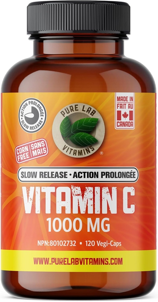 Vitamina C 1000 mg - Tapioca Fuente - 120 caps Vegi DRC por vitaminas de laboratorio puro (DRC - tapas de liberación retrasadas) Corn Free Made in Canada