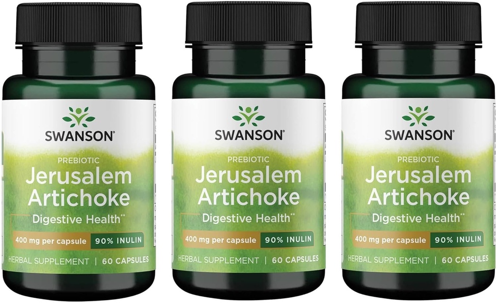 Swanson Prebiotic Jerusalem Artichoke - 90% Inulin 400 mg 60 cápsulas (3 Pack)