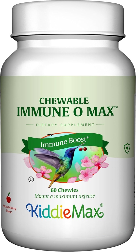Maxi Health Chewable Immune Support Booster Blend, Vitamina C, Elderberry, Zinc, Epicor, Glutathione - Immuno-O-Max - Vitaminas Chewable para niños y adultos - 60 Cherry Flavored Chewable Tablets