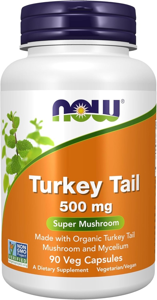 AHORA Suplementos de alimentos, Turquía Tail 500 mg, Super Mushroom, Hecho con Mushroom de Tail de Turquía orgánica y Mycelium, 90 cápsulas de Veg