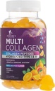 Collagen Peptides Gummies con 2500 mcg Biotina - Hidrolyzed Protein Tipo I & III Multi Collagen Suplemento con Vitamina C & Zinc - Soporte para el cabello, la piel, las uñas, sabor naranja sabroso - 120 Gummies