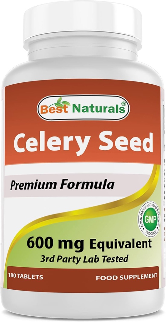 Mejores Naturales Celery Seed 600 Mg Tablet, 180 Conde (817716014401)