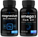 NutraChamps Magnesium Zinc &amp; Vitamina D3 Capsules y Omega 3 Fish Oil Capsules 2 Pack Bundle