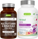 Multivitamina &amp; Minerales para Hombres + Advanced Kids Multivitamin Gummy Vegan Bundle, with Methylated B-Vitamins, Vitamina A, C, D3 &amp; E, Clean Label, 60 Tablets + 90 Berry Flavor Gummies, por Igennus