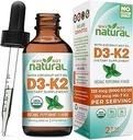 Why Not Natural Organic Vitamin D3 K2 (MK-7) Liquid Drops, 5000 IU of sublingual D3 with Coconut MCT Oil, for Strong Bones and Teeth, Heart and Immune Support