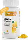 D3-K2-Vitamin-10000 UI ← K2-D3-Vitamin-Supplement Silencio con aceite de coco para el hueso, salud de dientes, apoyo muscular " salud del corazón, 90 Softgels