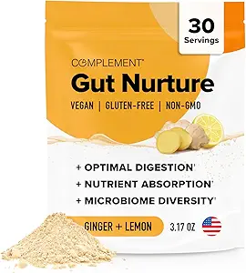 Complemento Gut Nurture Prebiótico + Postbiótico Polvo Superalimentario para Reparación de Gotas Lácteas, Probióticos para Salud Digestiva - Ginger Root - 30 Servimientos