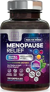 Menopause Supplements for Women with Dong Quai, Chaste Berry, Black Cohosh, 8 Billion CFU Probiotics - Hot Flash Night Sweats & Menopause Relief Probiotic for Vaginal, Digestive Health - 120 Capsules
