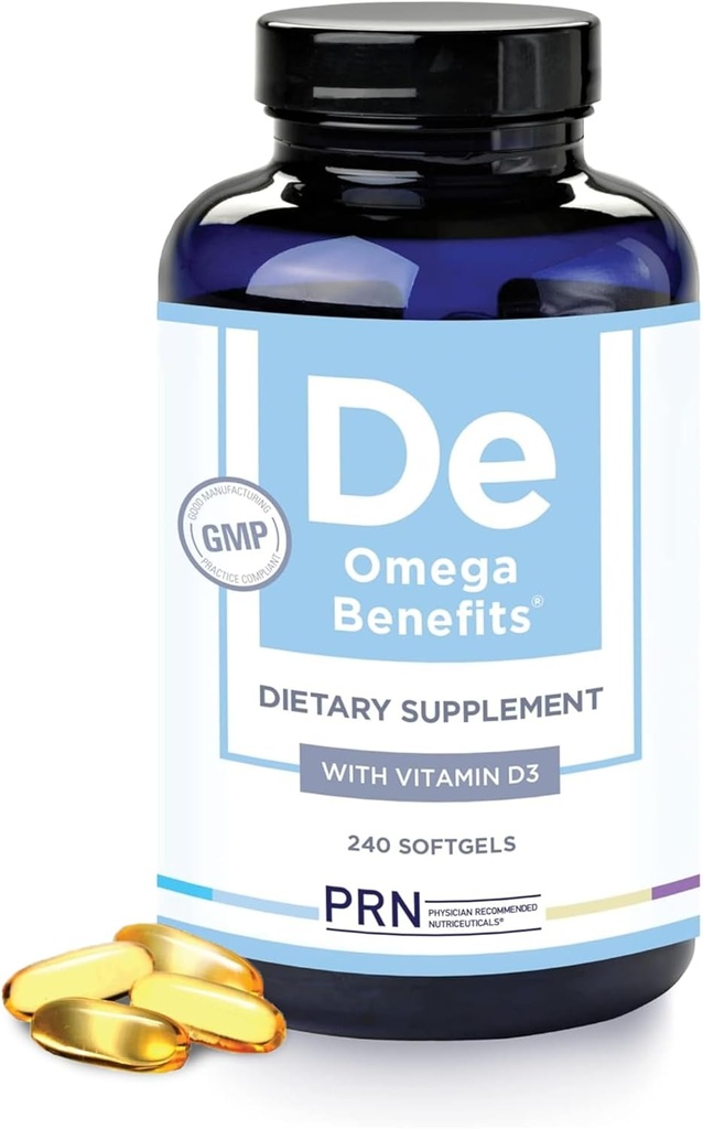 PRN DE Omega 3 Suplemento - 240 Softgels, 60-Day Supply - rTG Omega 3 ácidos grasos con EPA 1680mg, 560mg DHA &amp; Vitamina D para la piel, articulación, ojo &amp; corazón salud