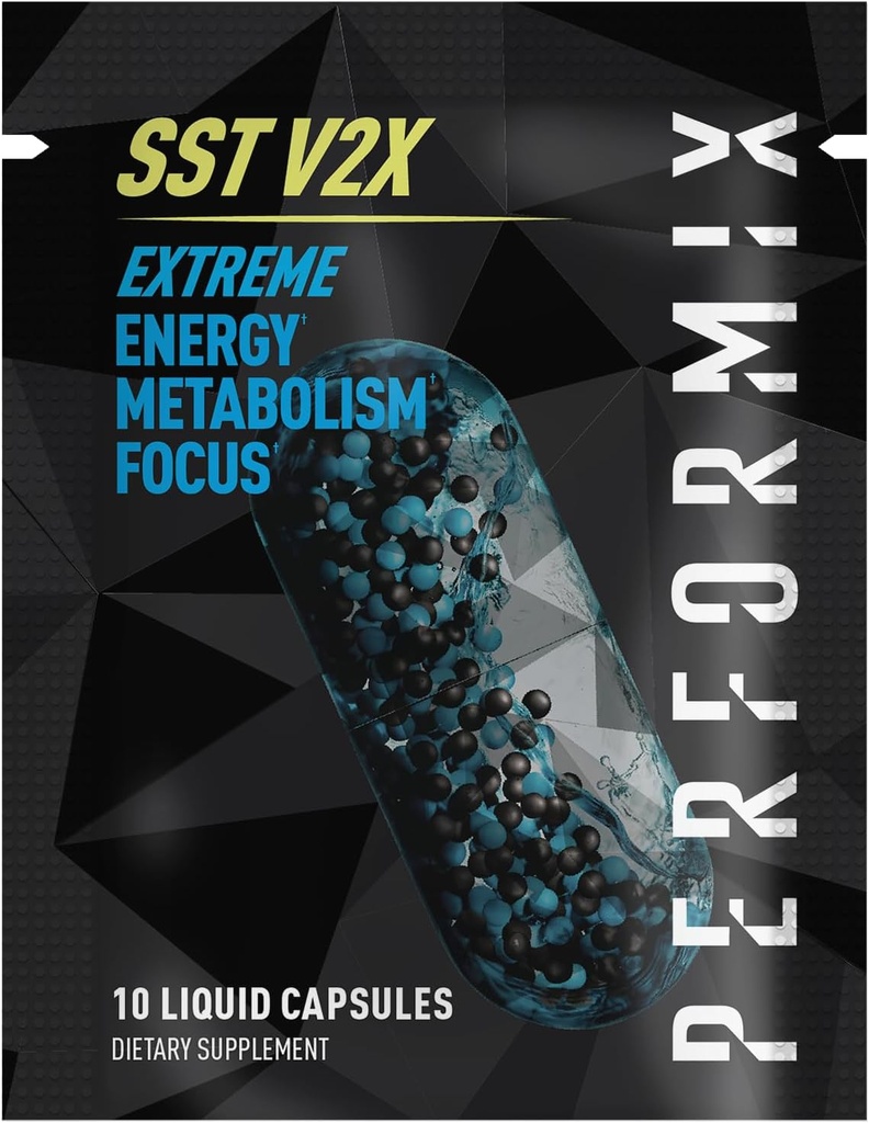 PERFORMIX - SST V2X - Pre Workout - 300 mg Caffeine - Suplementos de energía - No Crash - Objetivos de fitness - Nootropic - Timed-Release for All Day Focus, Mood & Energy Boost - Hombre Mujer - 10 cápsulas