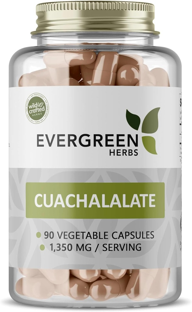 Herbs Evergreen Cuachalalate Herb (Amphipetyglum Adstringens) - Resealable Stand Up Pouch para garantizar la frescura! (Capsules)
