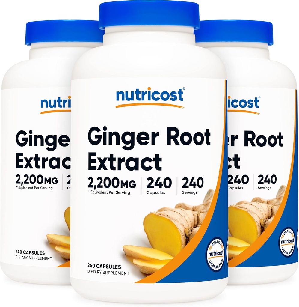 Nutricost Ginger Root Extracto 550mg, 240 cápsulas (3 botellas)