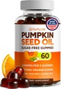 Aceite de semilla de calabaza libre de azúcar Gummies (4.000 mg/servido) Aceite de semilla de calabaza para el crecimiento del cabello, Esquí juvenil, Salud de próstata, Immune &amp; Urinary Tract Support-Natural Source of Essential Fatty Acids-60 Chews