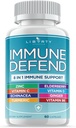 8 en 1 Apoyo a la Defensa Inmunitaria, Suplemento de cápsulas de inmunidad con Echinacea Zinc 50mg, Vitamina C, D3 5000 UI, Curcumina Turmérica &amp; Ginger, Echinacea - para adultos niños (1 Pack)