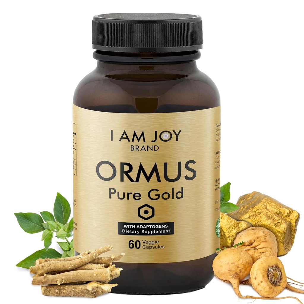 Soy Joy co. Ormus Gold Capsules Monoatomic Elements with Adaptogens Maca and Ashwaganda  May Help Balance Mood, Decalcify Pineal Gland, Repair DNA, Enhance Relaxation - 60 Vegan Capsules