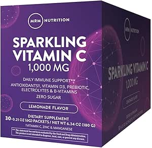 MRM Nutrición Sparkling Vitamina C 1000mg Silencio con Vitamina D + zinc + prebióticos sometidos Lemonade Flavored ← Salud Inmunitaria ← Antioxidantes + Electrolytes  Zero Sugar tención 30 Servimientos