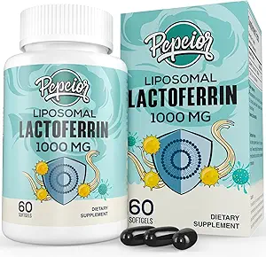 Liposomal Lactoferrina 1000 mg - Absorción Superior - para Absorción de Hierro &amp; Función Inmunitaria Lactoferrina Suplementos para Adultos, 60 Softgels (3 Botellas)