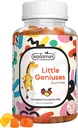 Los niños multivitamínicos pequeños genios : Vitaminas C, D3, Zinc, Folate, para la inmunidad, inteligencia, foco y crecimiento. Vegan, no OGM, Orgánica, Libre de gluten 90 Gummies 3 meses de suministro