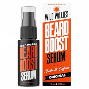 Serum de crecimiento de barba silvestre para hombres - Serum de barba natural con biotina, cafeína " Aceite esencial de barba para más completo, Enhancer de pelo facial delgado - Aceite de baño diario, ruidos " hidratos de pelo facial