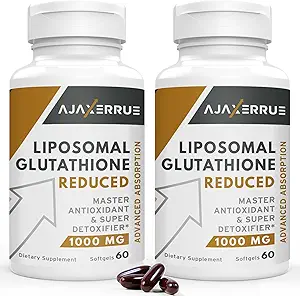 1400 mg Glutatión Liposomal, Complejo Superior de Absorción Reducir el Suplemento Glutatión con Vitamina C, Ácido Hialurónico, Antioxidante Maestro para Detox Hígado, Cerebro, Esquí