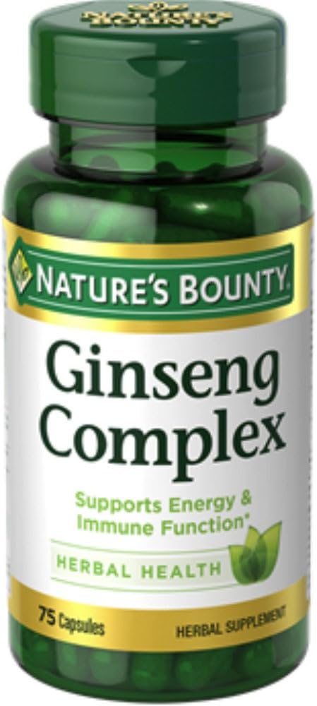 Nature's Bounty Ginseng Complex Herbal Health Capsules 75 ea ( Pack of 5)