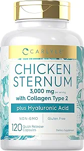 Carlyle Chicken Sternum Cartilage Collagen Capsules ← Tipo II 3000mg Silencio 120 Píldoras  durable with Hyaluronic Acid ¦ Non-GMO, Gluten Free
