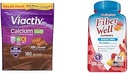 Viactiv Calcium Plus Vitamina D Suplemento Soft Chews, Brown, Milk Chocolate, 180 Conde &amp; Vitafusion Fiber Well Sugar Suplemento de fibra libre, Peach, Fresa y BlackBerry Flavored