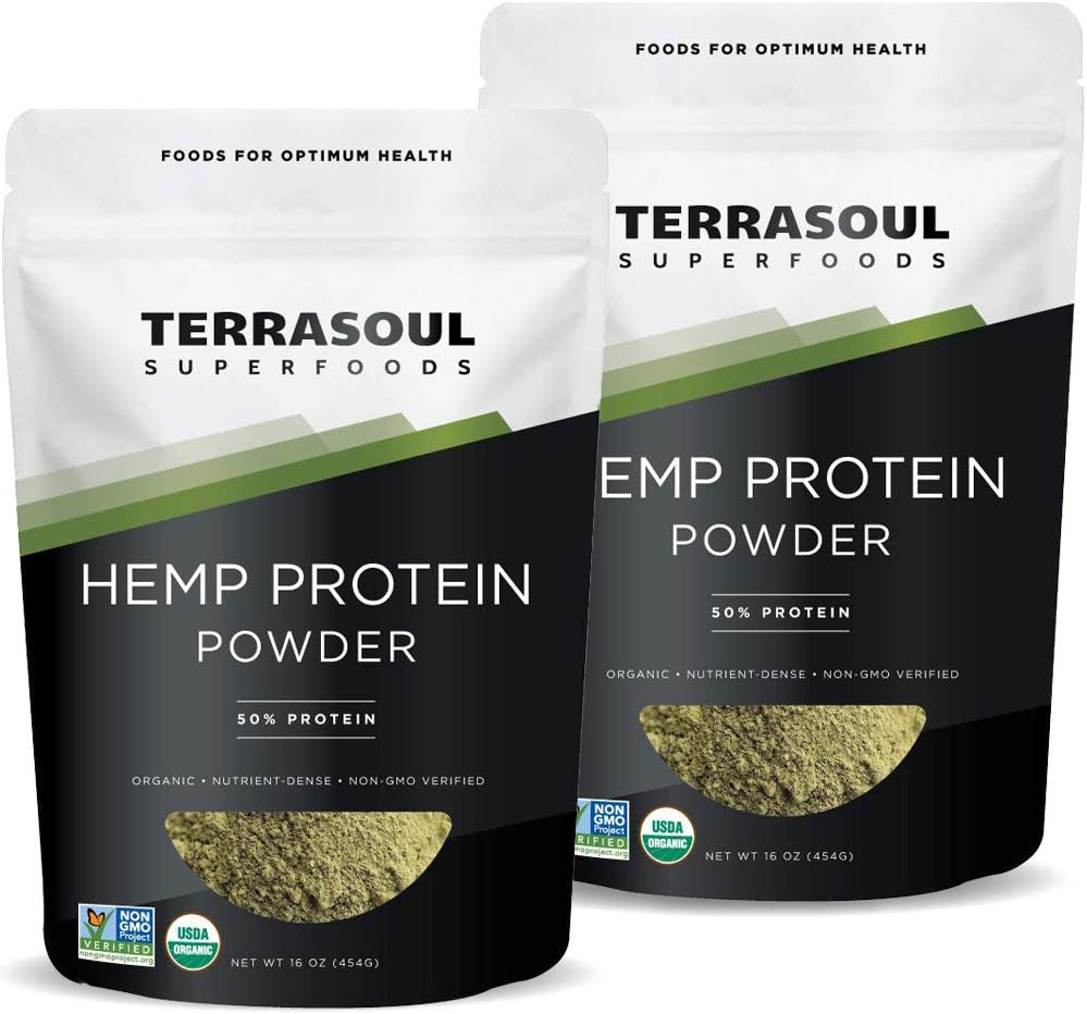 Superalimentos Terrasoul Polvo Proteína de cáñamo orgánico (50% Proteína), 2 libras
