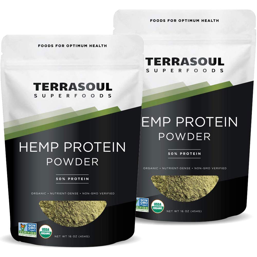 Superalimentos Terrasoul Polvo Proteína de cáñamo orgánico (50% Proteína), 2 libras