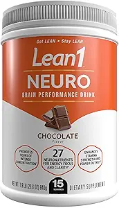 Lean1 Chocolate Neuro, bebida de energía mental, 15 bañera de servicio por Nutrition53