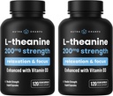 NutraChamps L-Theanine 200mg cápsulas, L-Theanina de doble resistencia líquido con vitamina D3, aceite de coco orgánico, 120 cápsulas veganos (Pack of 2)