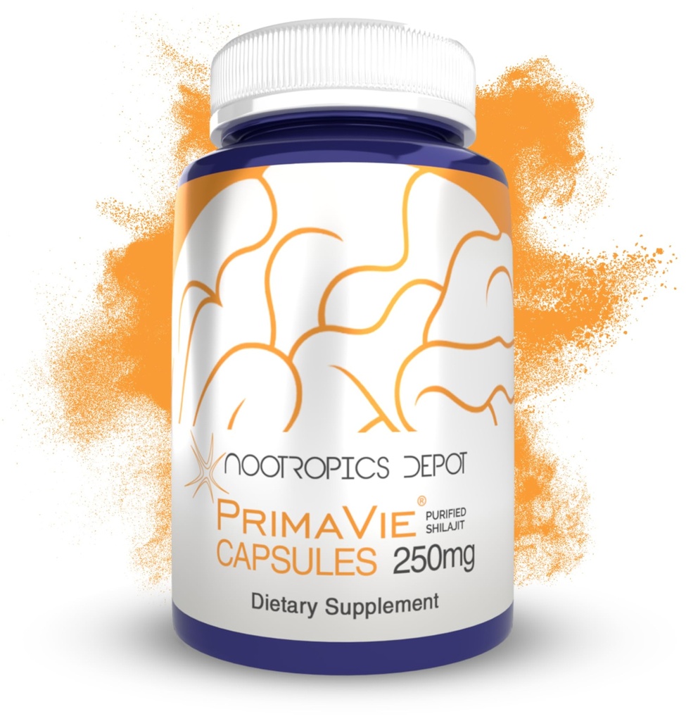Nootropics Depot PrimaVie Shilajit Capsules | 250mg | 90 Count | Purified Extract | Ayurvedic Herb | Supports Mitochondrial Function + Boosts Endurance