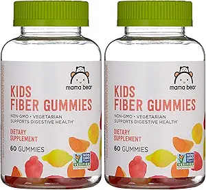 Marca - Oso Mama - Gummies de fibra para niños - Asistencia Salud Digestiva, Orange, 60 Conde (Pack of 2)