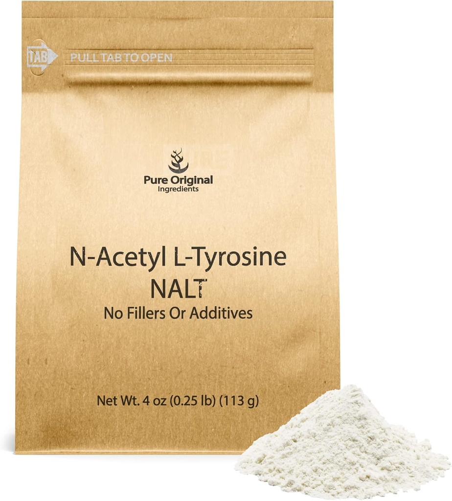 PURE ORIGINAL INGREDIENTES N-Acetyl L-Tyrosine Powder (4 oz) NALT, Siempre puro, sin rellenos o aditivos