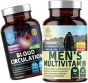 Número 1 Nutrición N1N Premium Hombres Multivitamínicos diarios [Vitamins A C E D, Magnesio, Zinc] y Suplemento de Circulación de la Sangre [8 potentes hierbas &amp; vitaminas], 2 Pack Bundle