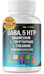 GABA 5-HTP L-Tryptophan L-Theanine Vitamin D3 Vitamina B6 Santa Basil Valerian Chamomile Ginkgo Biloba Ginger -150 cápsulas- Hecho en EE.UU.