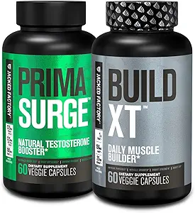Jacked Factory PRIMASURGE Testosterone Booster for Hombre (60 Capsules) & Build-XT Daily Muscle Builder & Performance Enhancer ¦ Muscle Building Suplementos para el crecimiento de la fuerza muscular