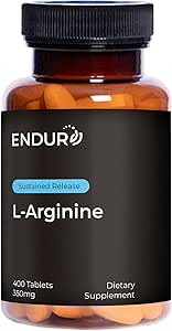 Endur L-Arginina, Sangre Sangre Saludable &amp; Heart Function Suplemento, apoya el ejercicio rendimiento & Immune Health, Gluten Free, 350mg (400 Tablets)