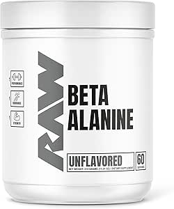 RAW Beta Alanine Powder, Unflavored (60 Servings) - Pre-Workout Powder for Men &amp; Women - Beta Alanine Supplement for Workout Endurance - Preworkout Beta Alanine Powder for Reduced Muscular Fatigue