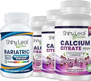 Bariatric Multivitamínico con Hierro Una vez Día y Cereza Citrato de Calcio Chewable para Cirugía Post Bariatric incluyendo Bypass Gástrico y Sleeve (3 Meses)