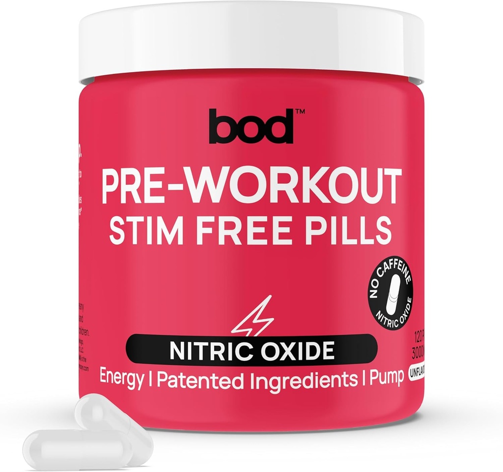 BOD Pre Workout Pills with Natural Green Tea, Electrolytes, L-Theanine, Beet Root, Supports Energy, Endurance, Workout Performance with No Jitters or Crash, Vegan Pre Workout for Women & Men, 120Pills